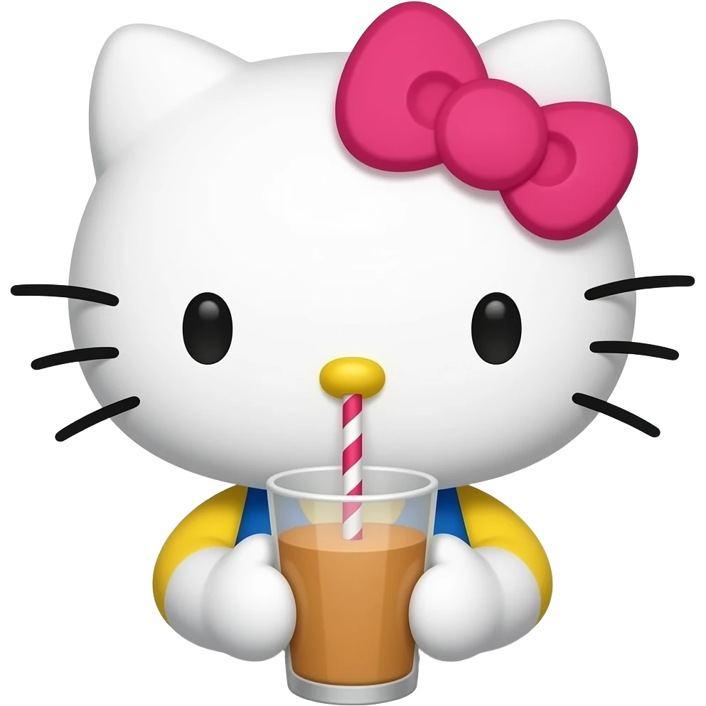 Hello kitty drinking matte emoji