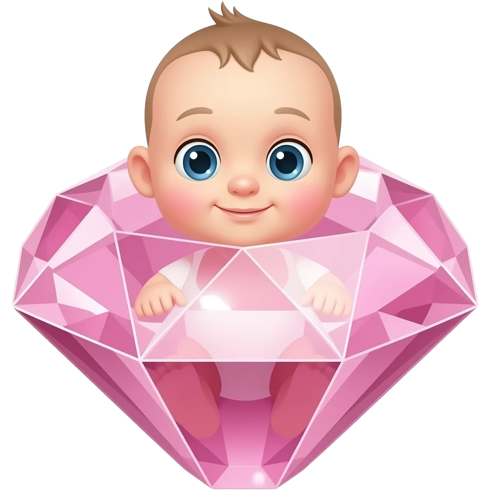 Cristal rosa bebe brilhante emoji