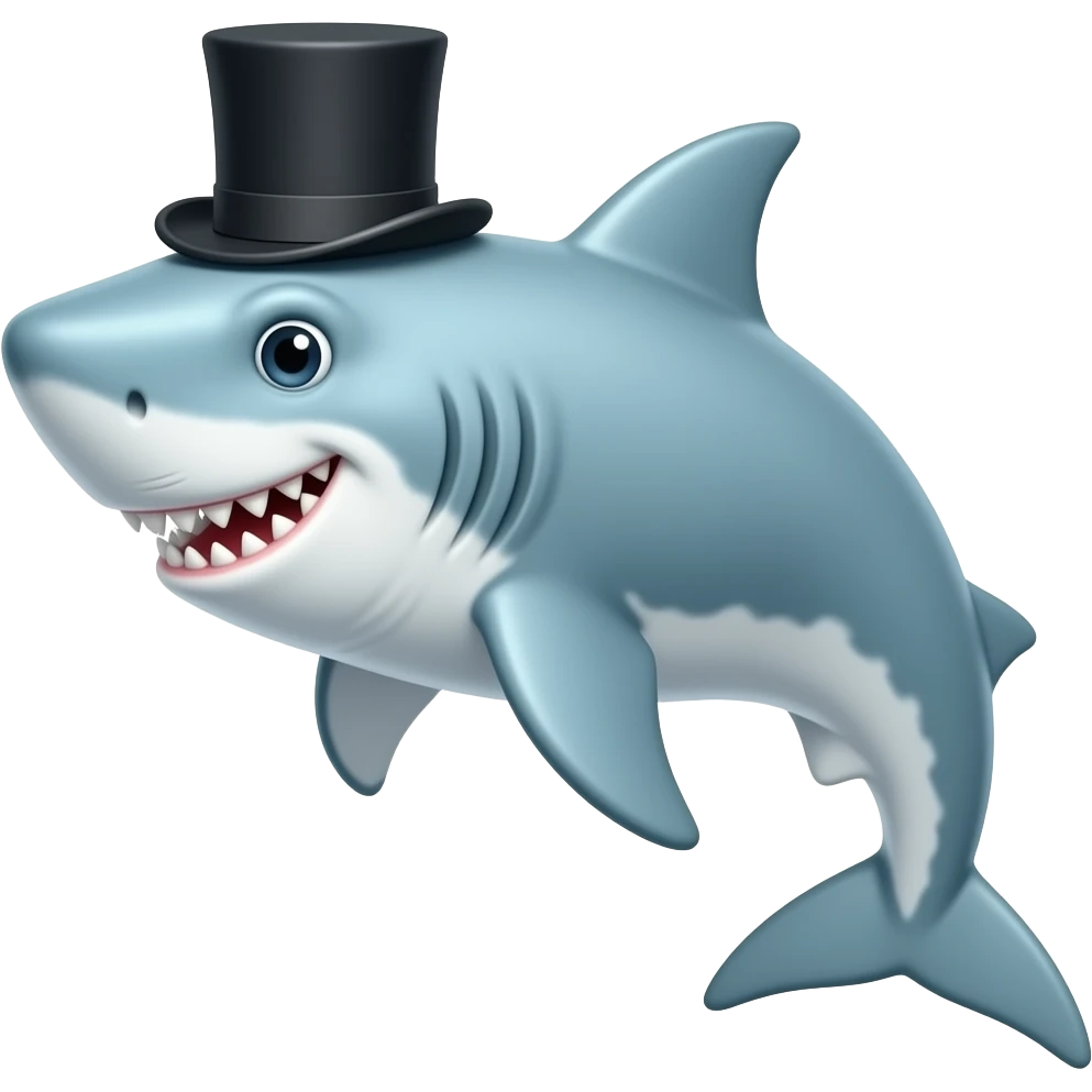 Shark with a top hat emoji
