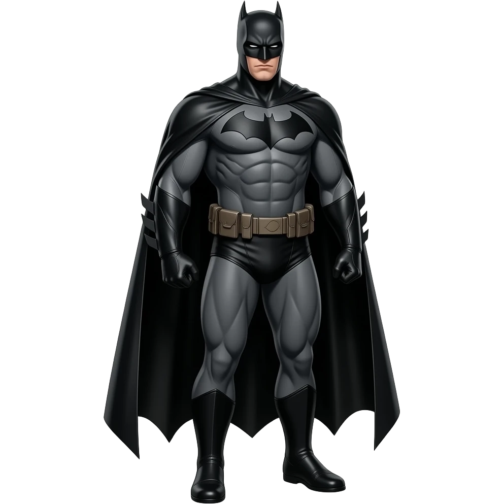The Batman, all black costume, 90° fov, short light, Hyper -realistic emoji