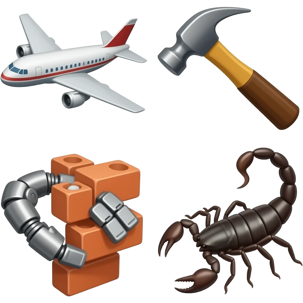 combine those: ✈🧱🔨🦾🦂 emoji