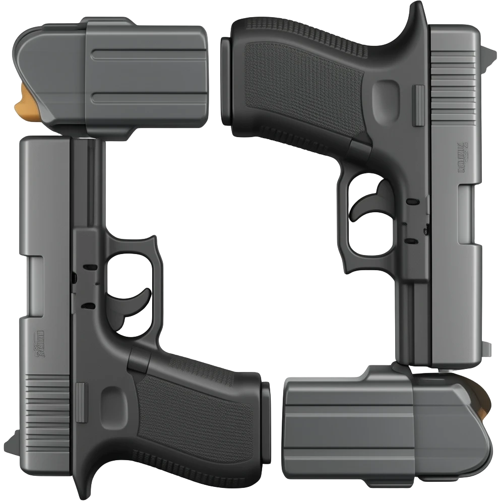 Glock pointing up like an L with a extended mag emoji