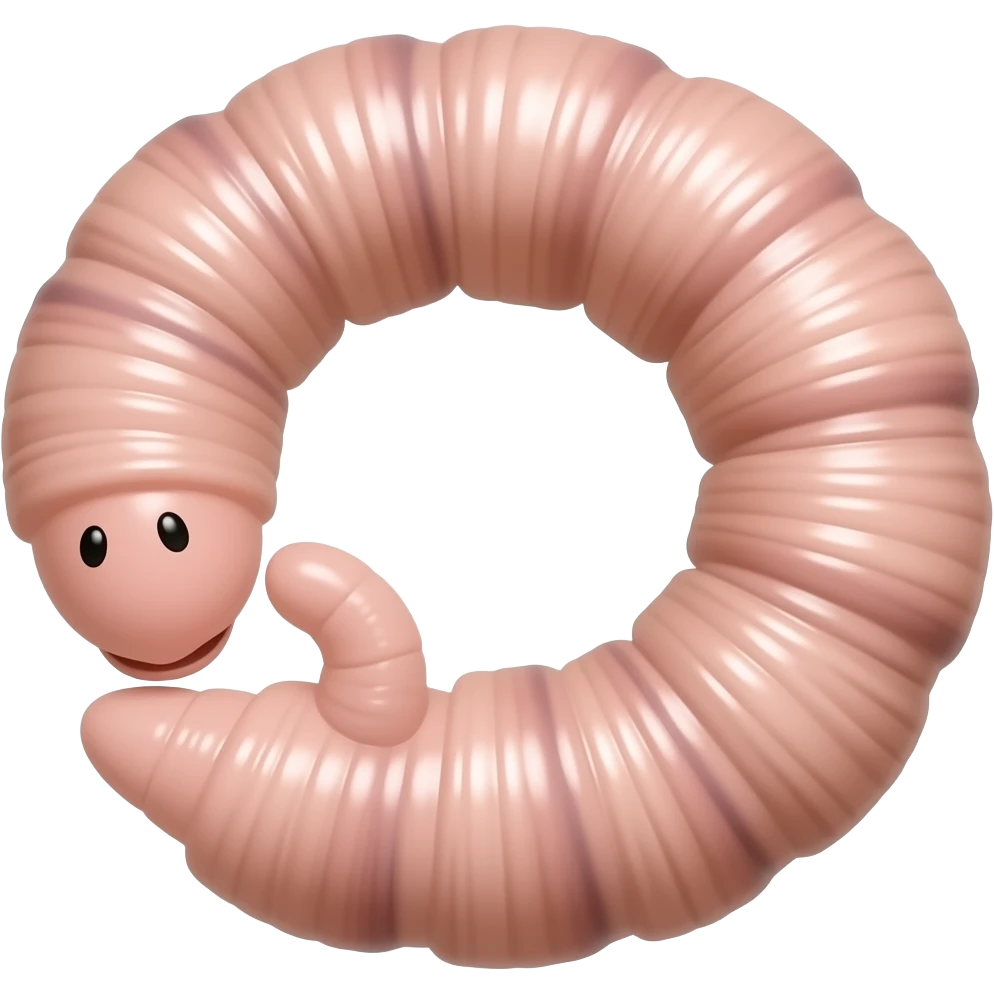 a thin pink earthworm wriggles without eyes textured emoji