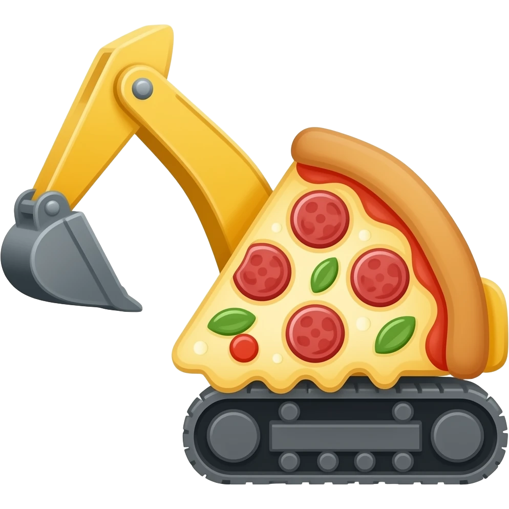 excavator  pizza emoji