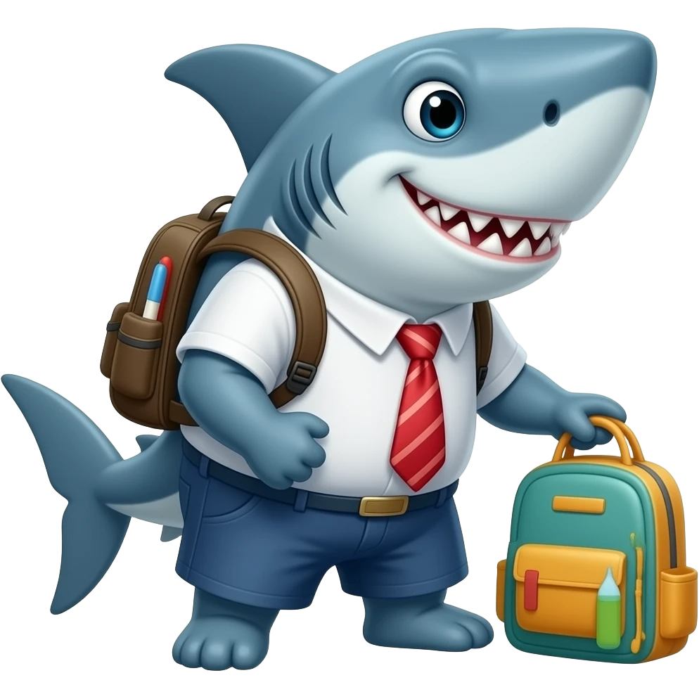 Shark gets ready for school emoji