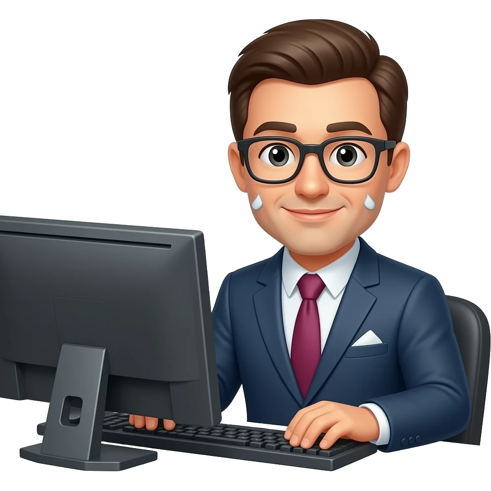 a teacher sweating in front of the computer emoji