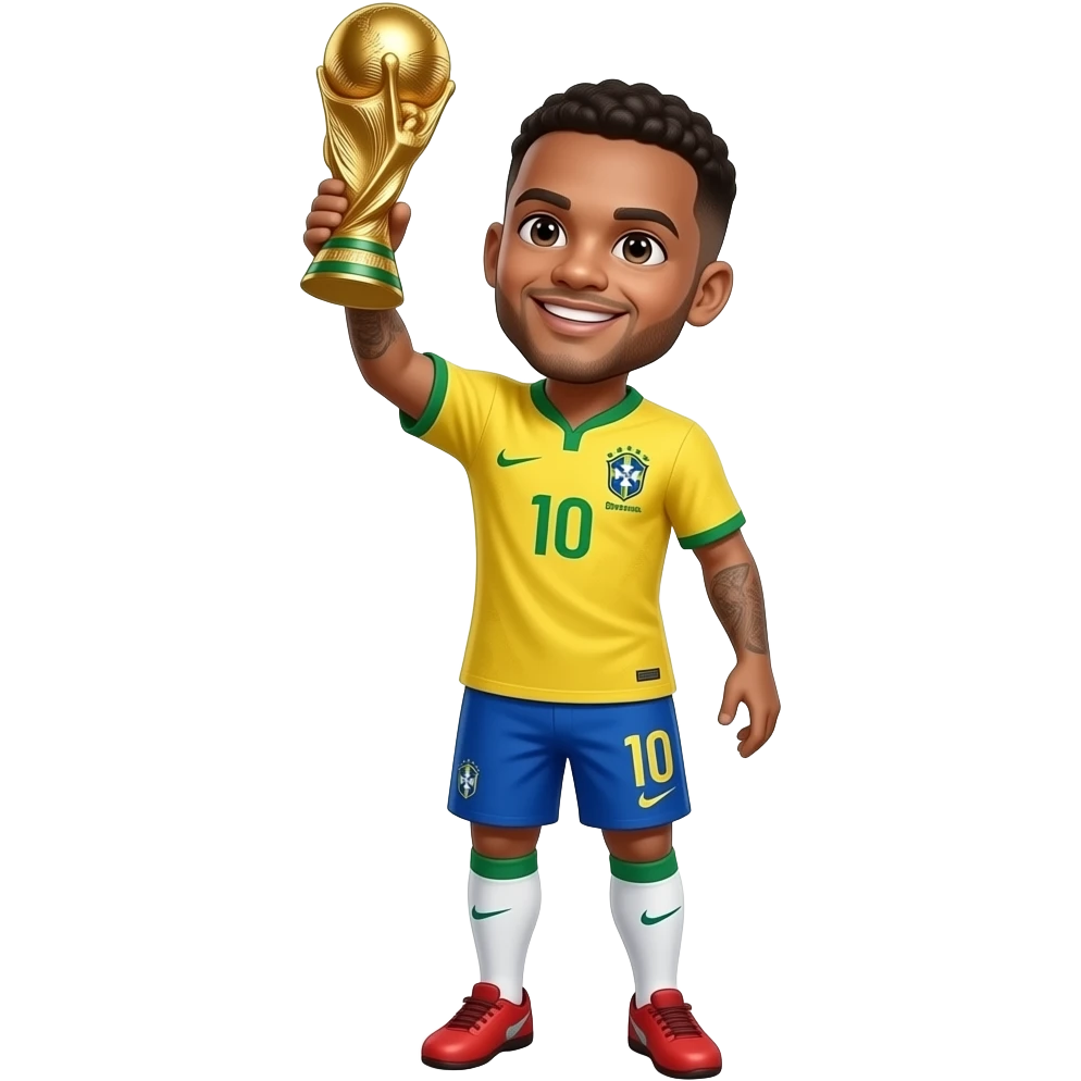 vinicius jr lifting the world cup trophy in a Brazil jersey emoji