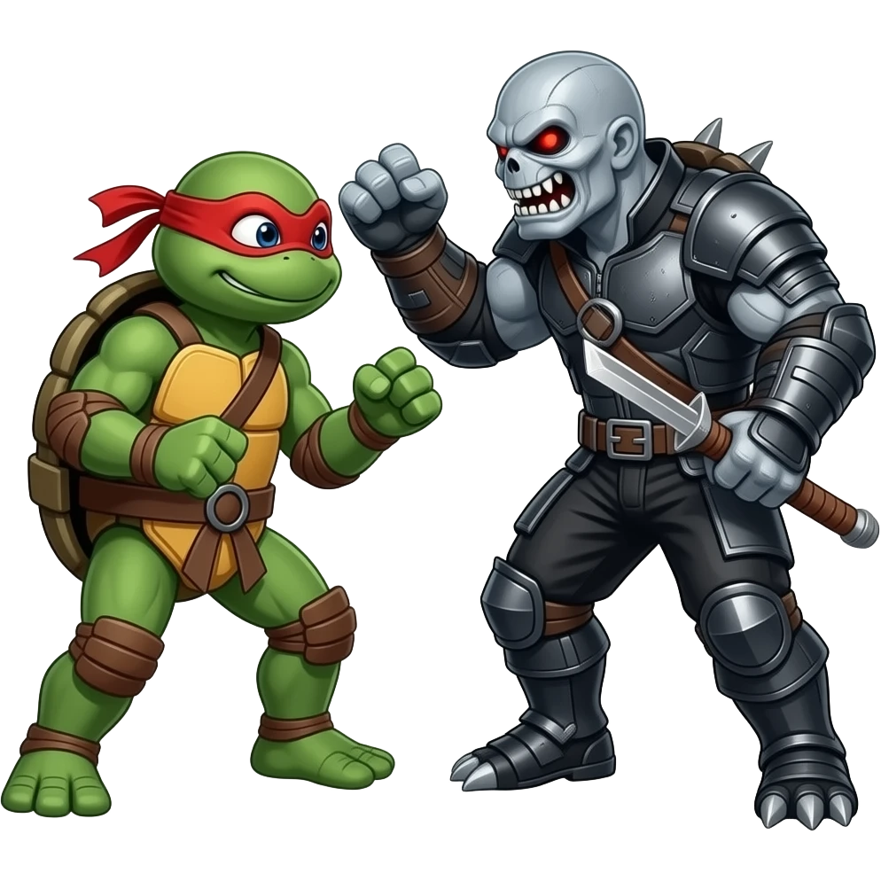 Ninja turtles fighting shredder emoji