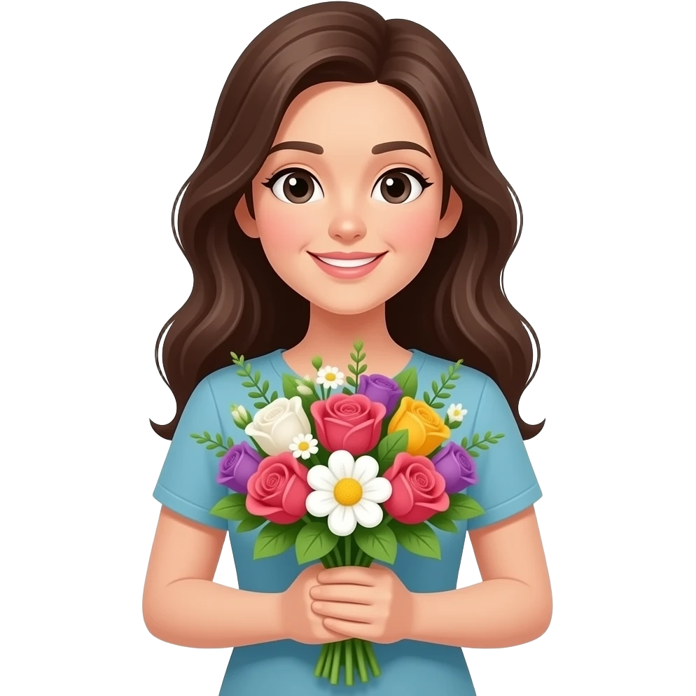 woman holding flowers bouquet with both hands emoji