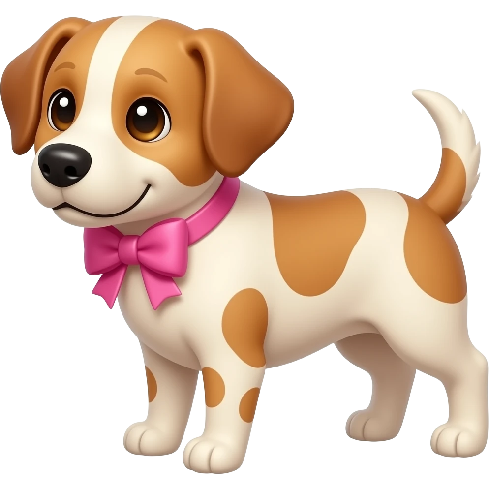 Dog with pink bow, half body emoji