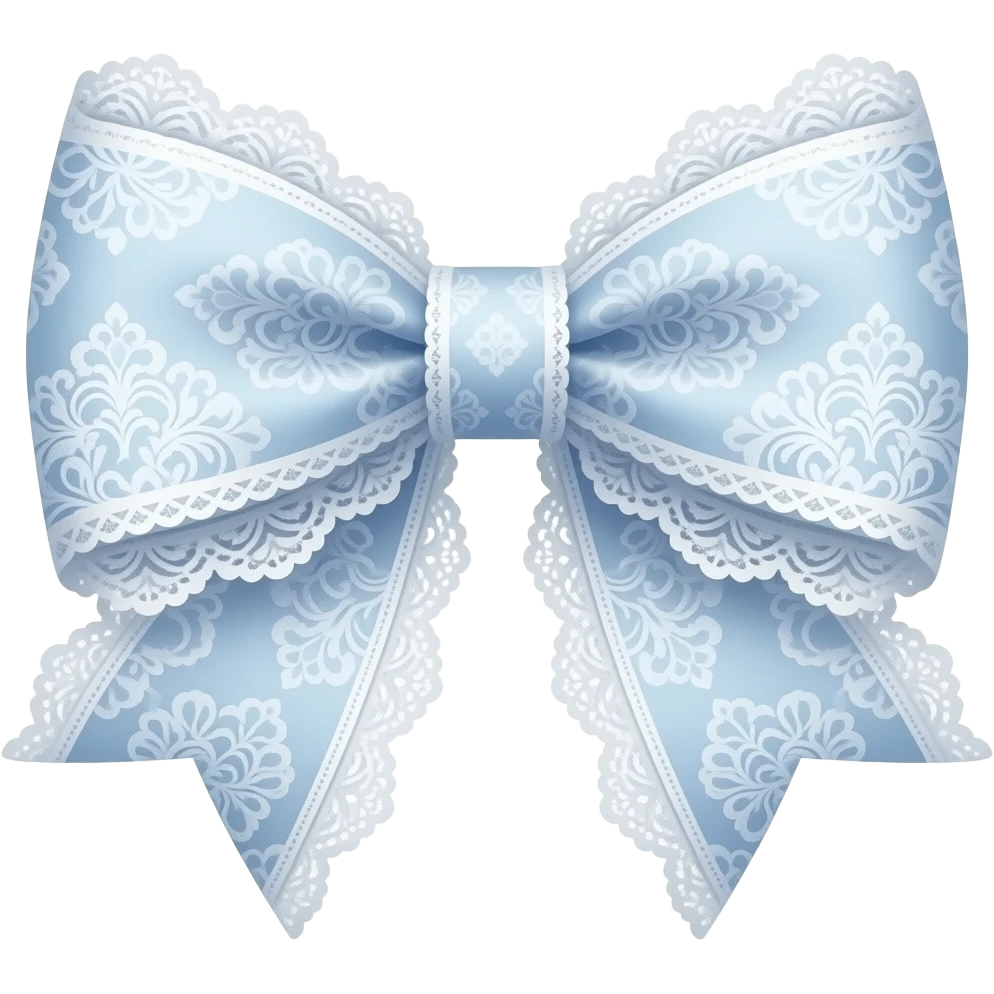 pastel blue and ombre white with cloudy pattern rococo style pattern on bow lace coquette bow emoji