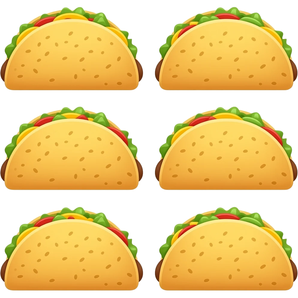 Make 6 tacos bye each other emoji