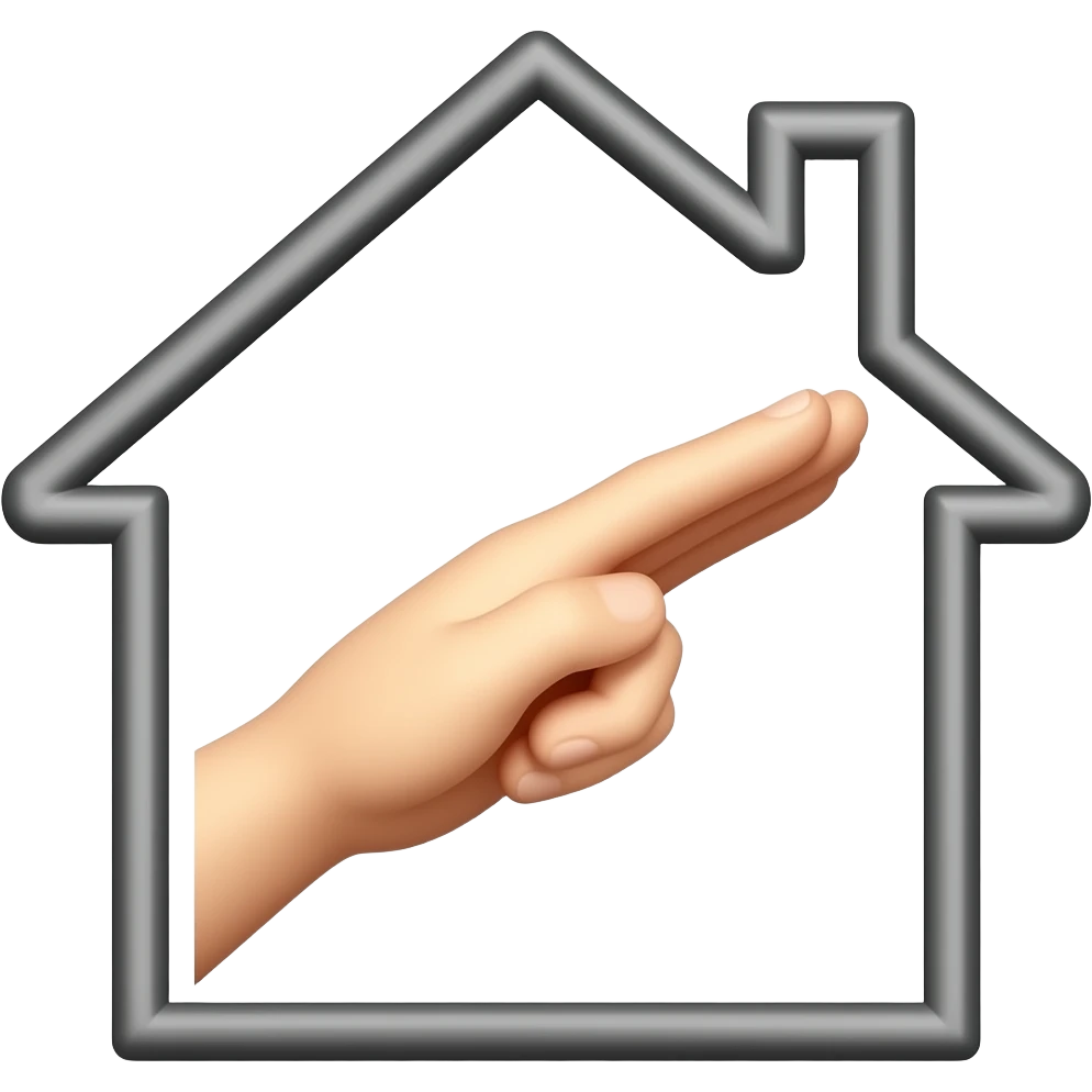 saluting hand inside a home, not a person, super simple form, not 3d, suitable for a logo emoji
