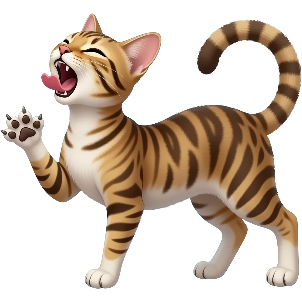 Seductive cat meowing with claws emoji