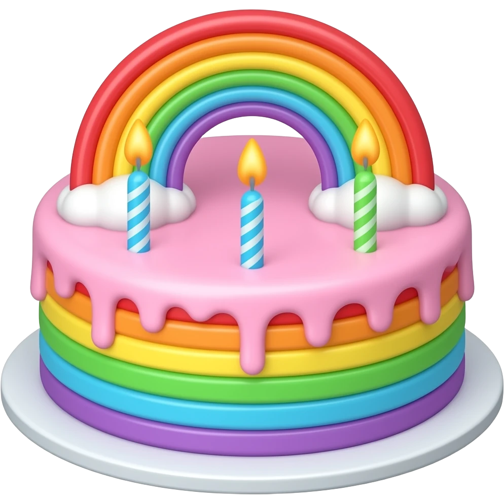 pastel rainbow birthday cake emoji