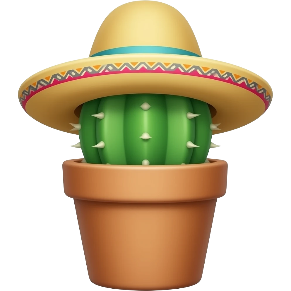 mexican Cactus Pot wearing sombrero emoji