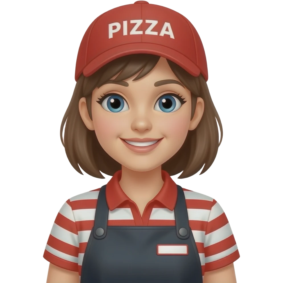 девушка работает управляющим в пиццерии, без надписей emoji