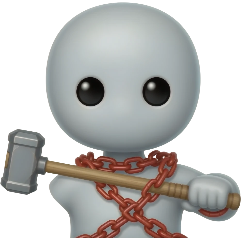 Stickman with red chain hammer emoji
