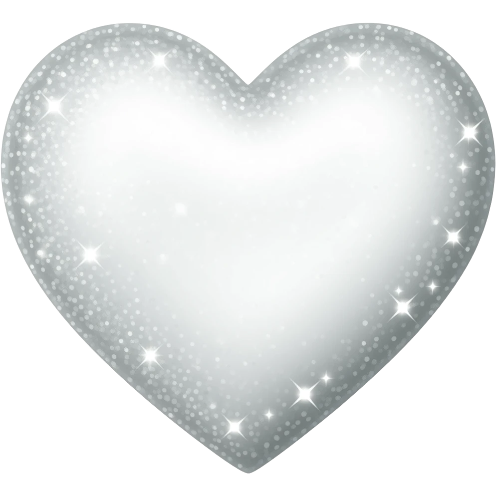 A white heart with bright sparkles emoji