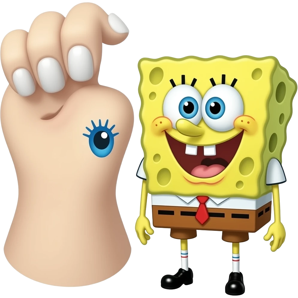 put SpongeBob to the left the add blue makeup and eye lashes then ass white nails emoji