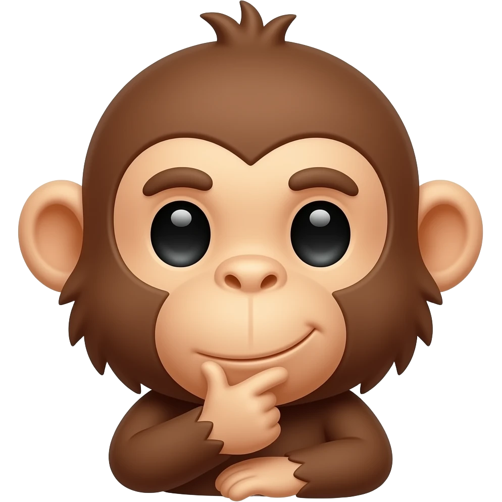 monkey thinking straight face emoji