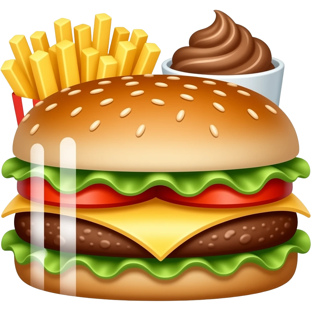 Crear un emoji de un kebab con patatas y una mus de chocolate emoji