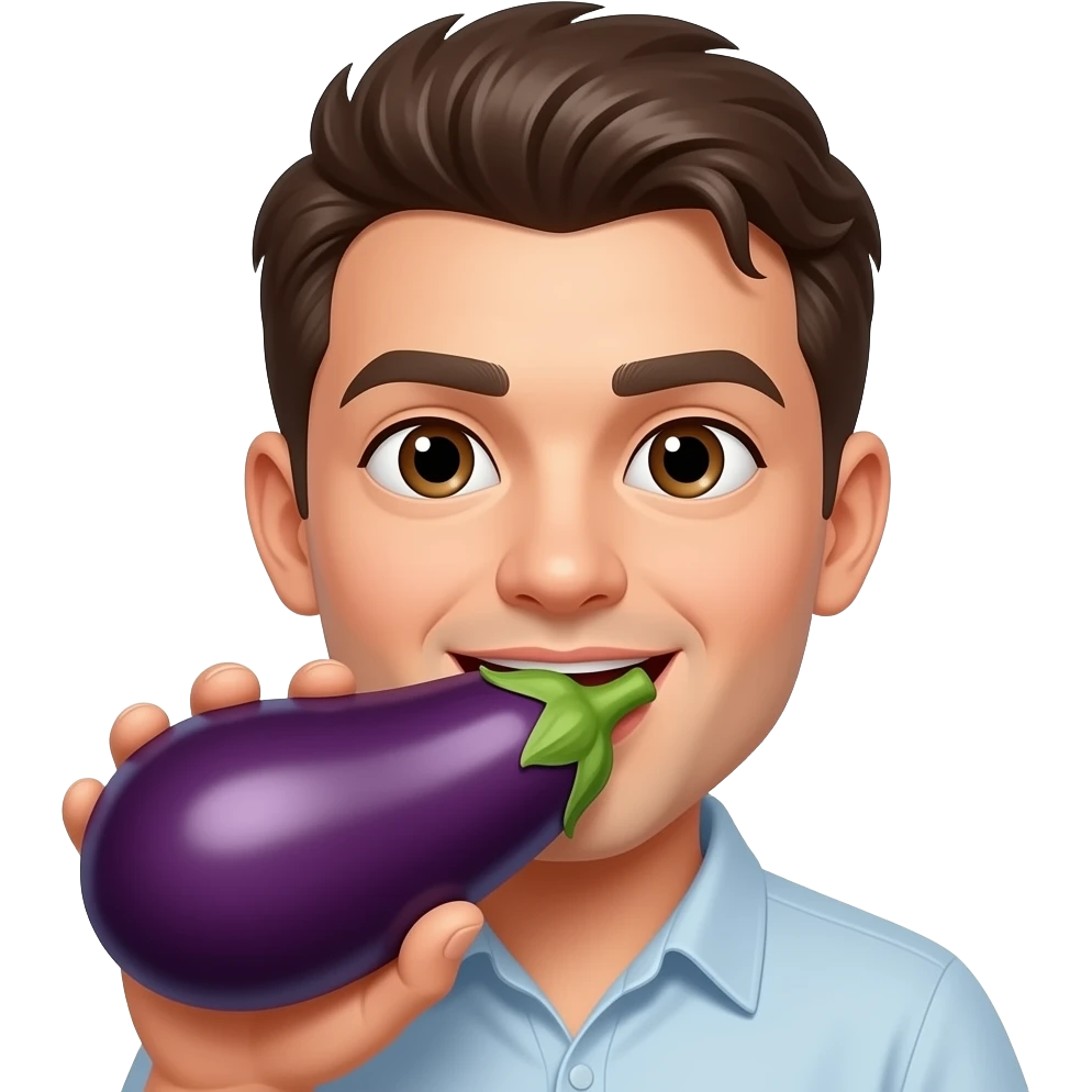 Mouth sucking on eggplant emoji
