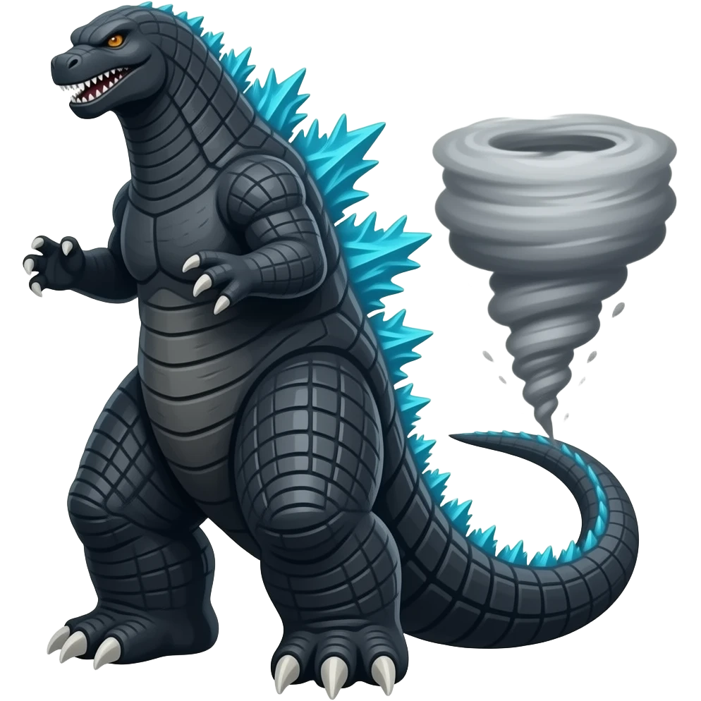Make a tornado and gobzilla emoji emoji