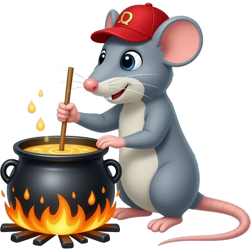 rat with red hat stirring cauldron emoji