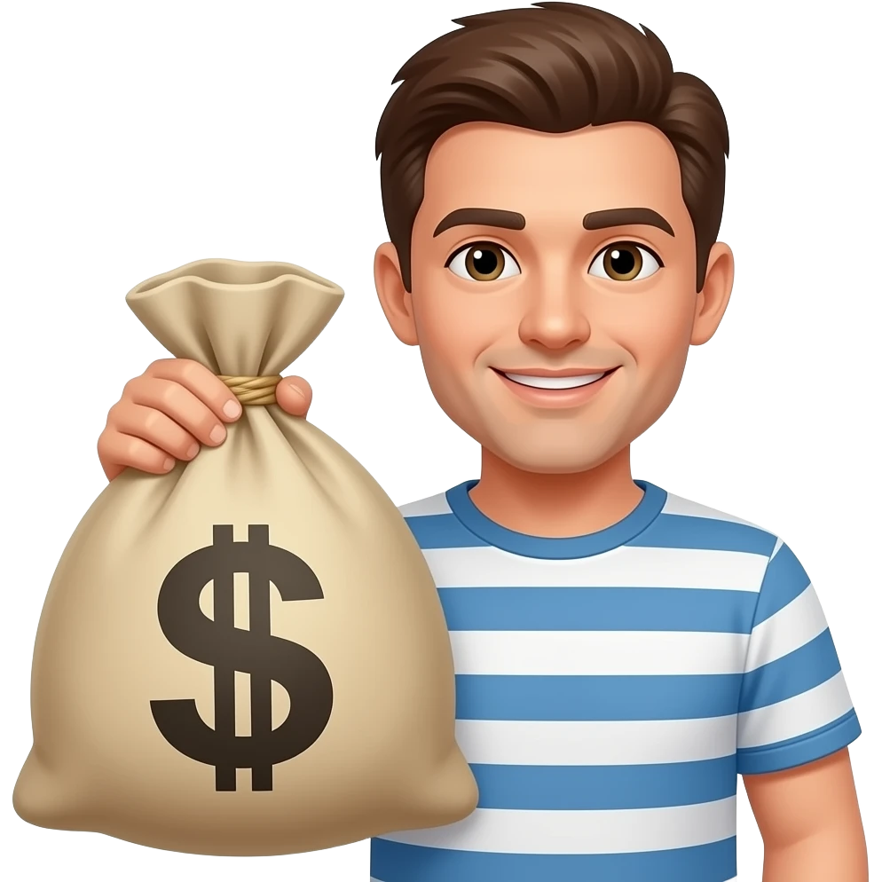 줄무늬옷추가 돈가방 크게 추가 emoji