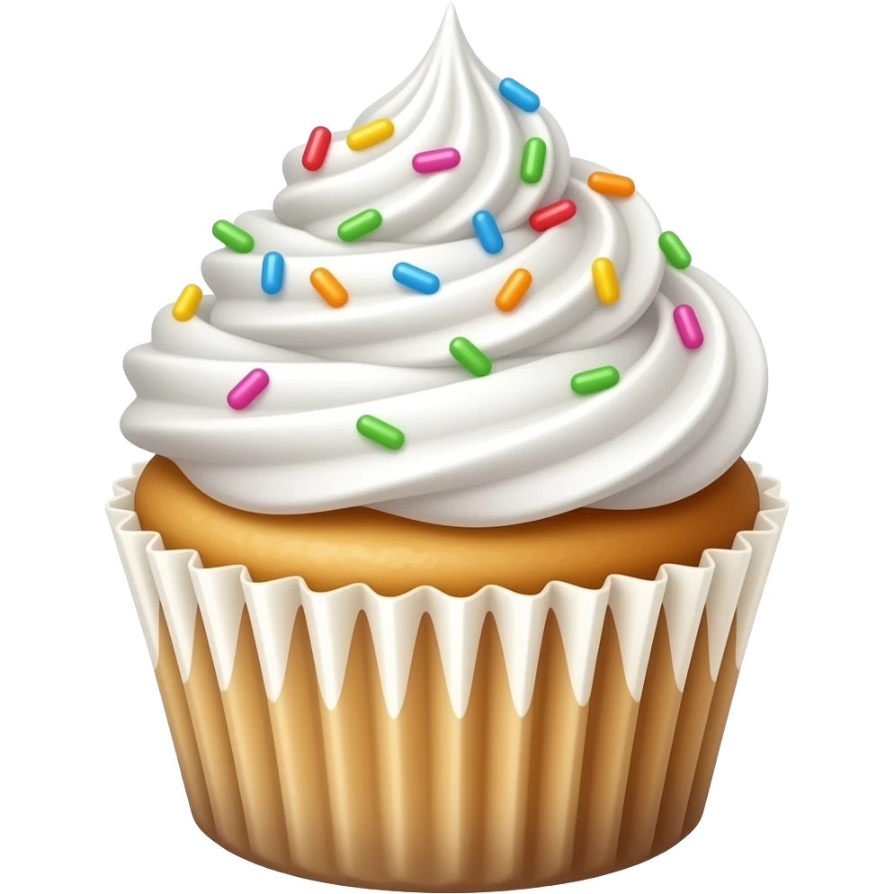 Cupcake with white icing with sprinkles emoji