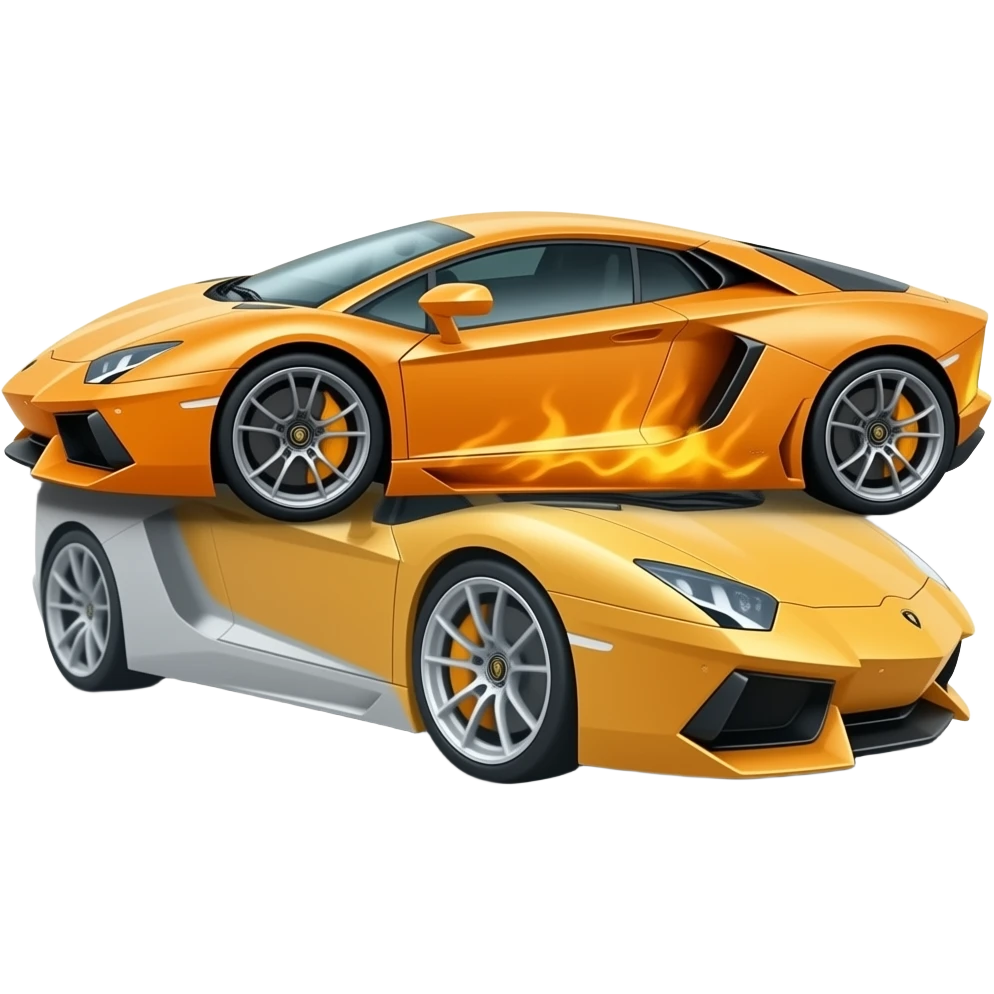 give me side view with motion flame of laborgini from game with shadow  rotate another side align  with straight line emoji