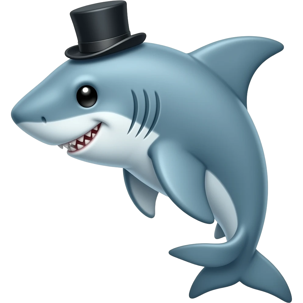 Shark with a top hat emoji