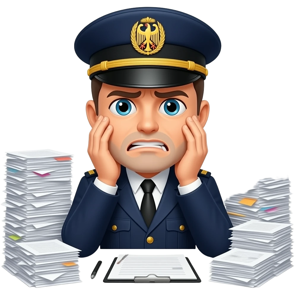 German administrative with many papers not to be done with deadlines emoji