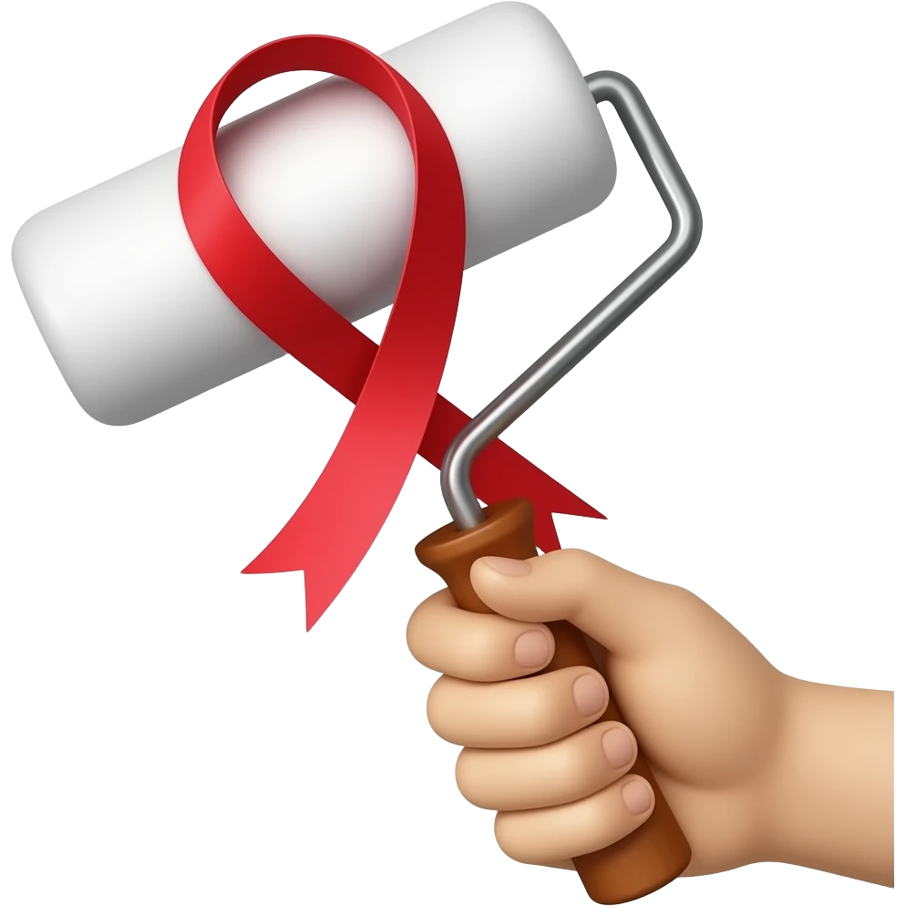 rouleau avec un ruban rouge tenu à la main emoji