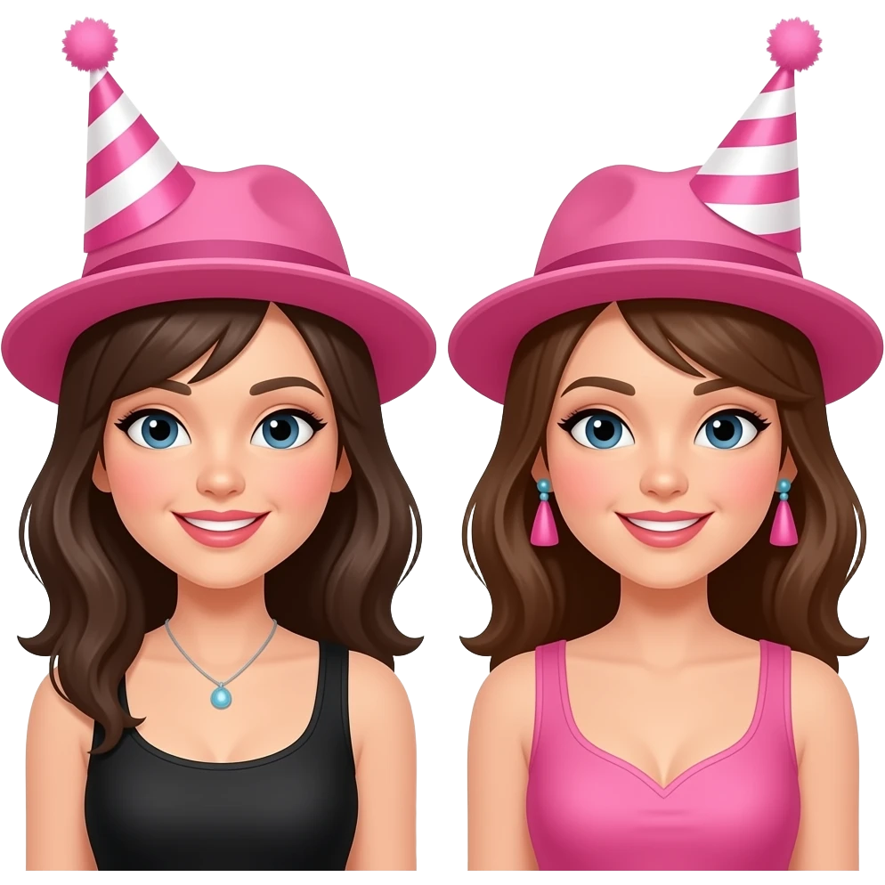 Cow girls with pink hats hen party emoji