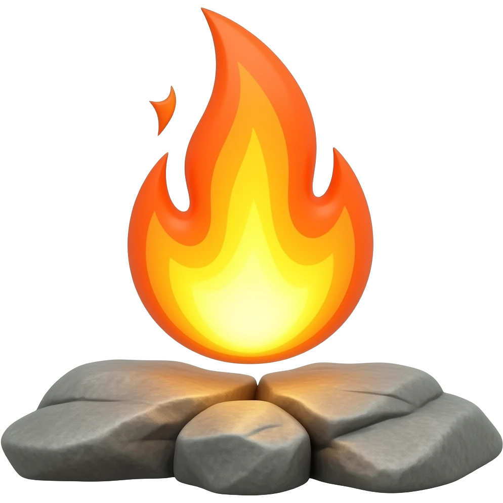 fire ball, rock, realistic emoji