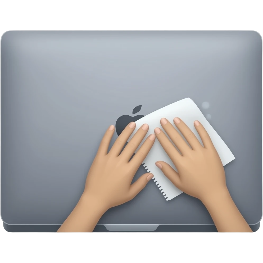 grooming a MacBook Pro 16" space gray emoji