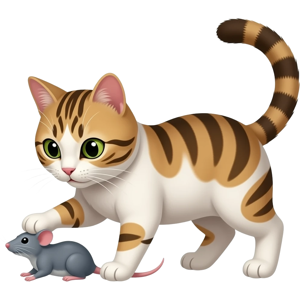 a cat playing with a rat emoji