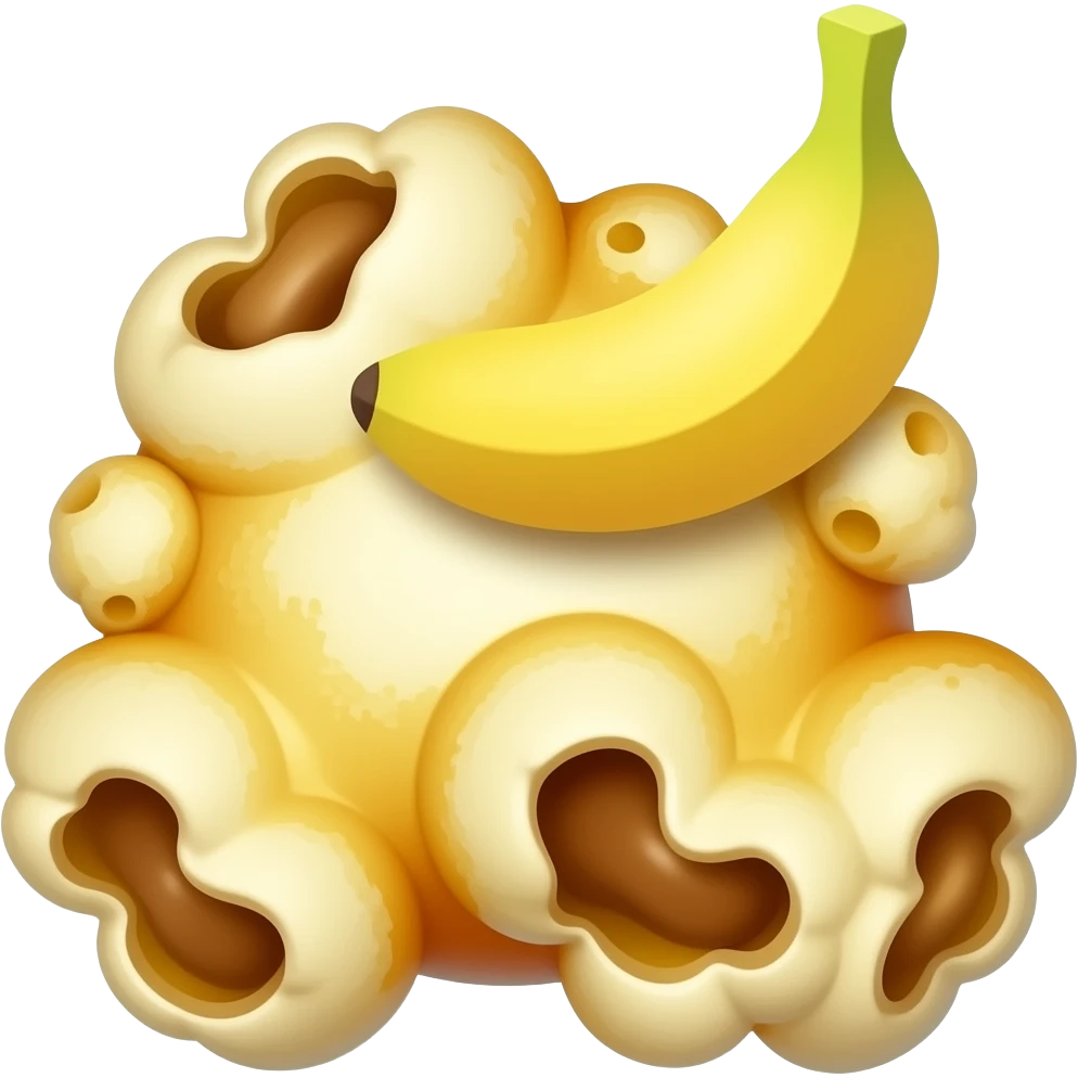 Popcorn with a banana on its head emoji