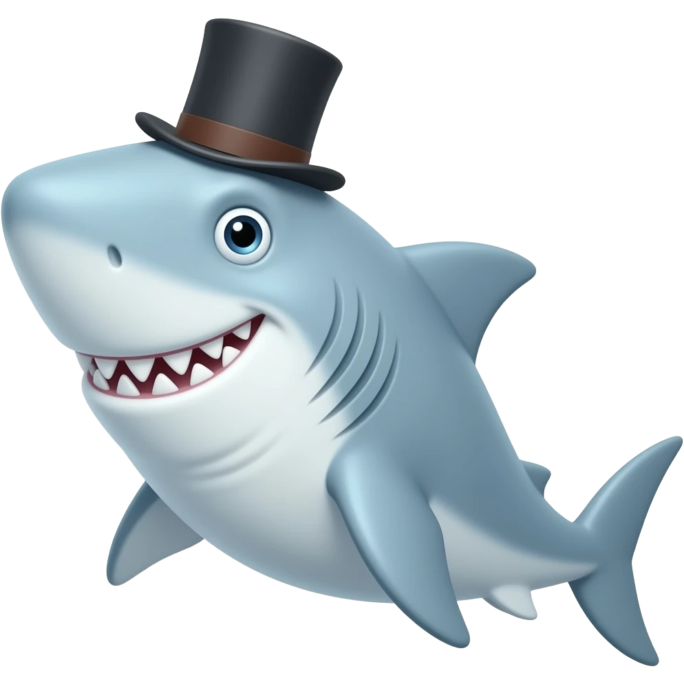 Shark with a top hat emoji