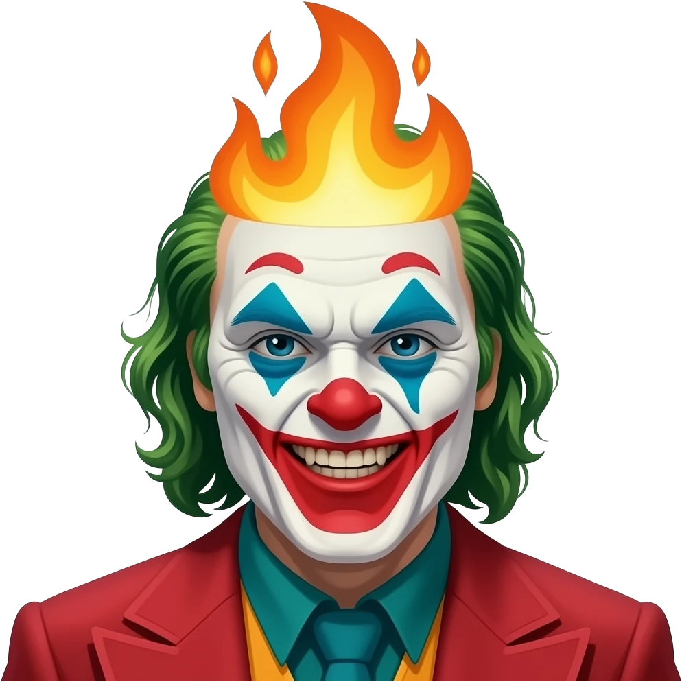 клоун психопат с горящей головой злой emoji