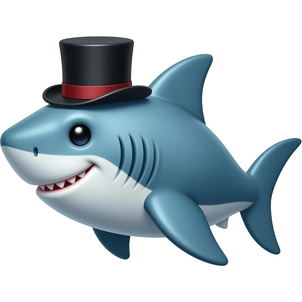 Shark with a top hat emoji