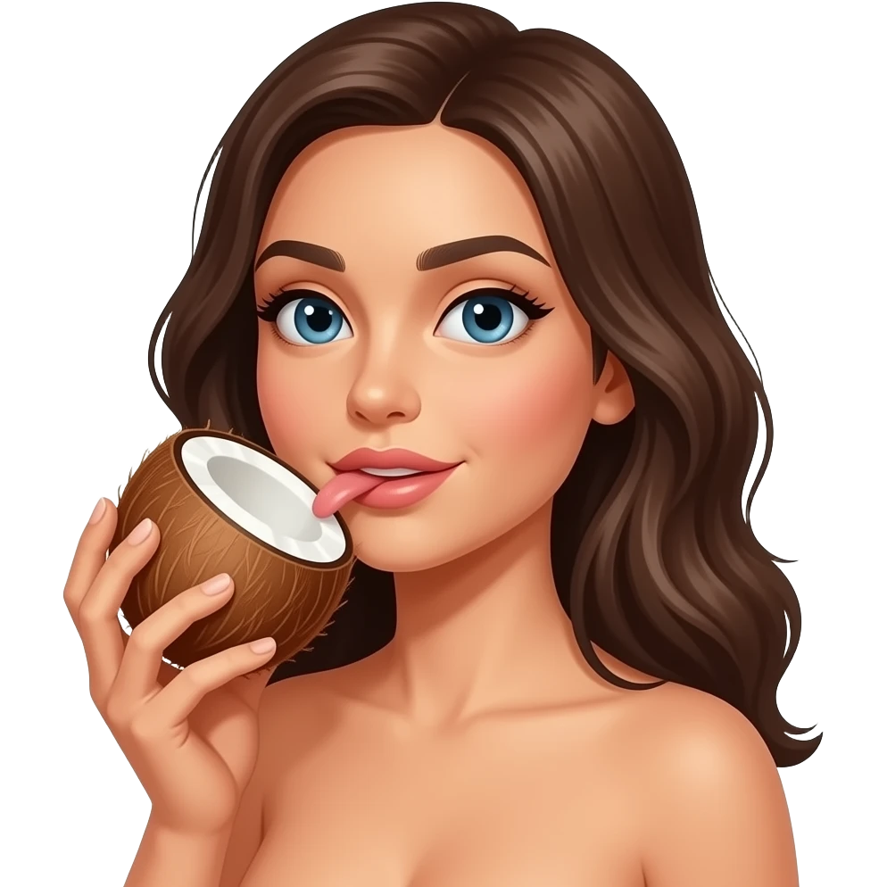 Naked lady licking on coconuts emoji