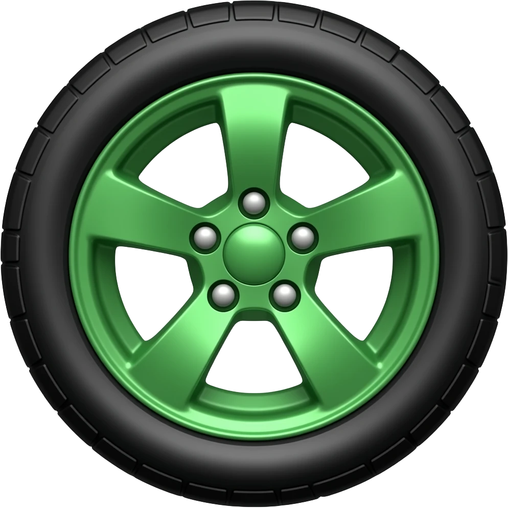 Green W Inside a car wheel emoji