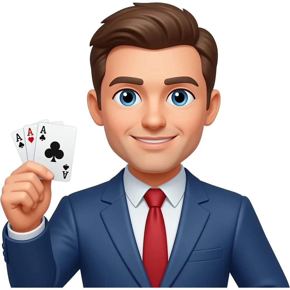 man holding the winning card emoji