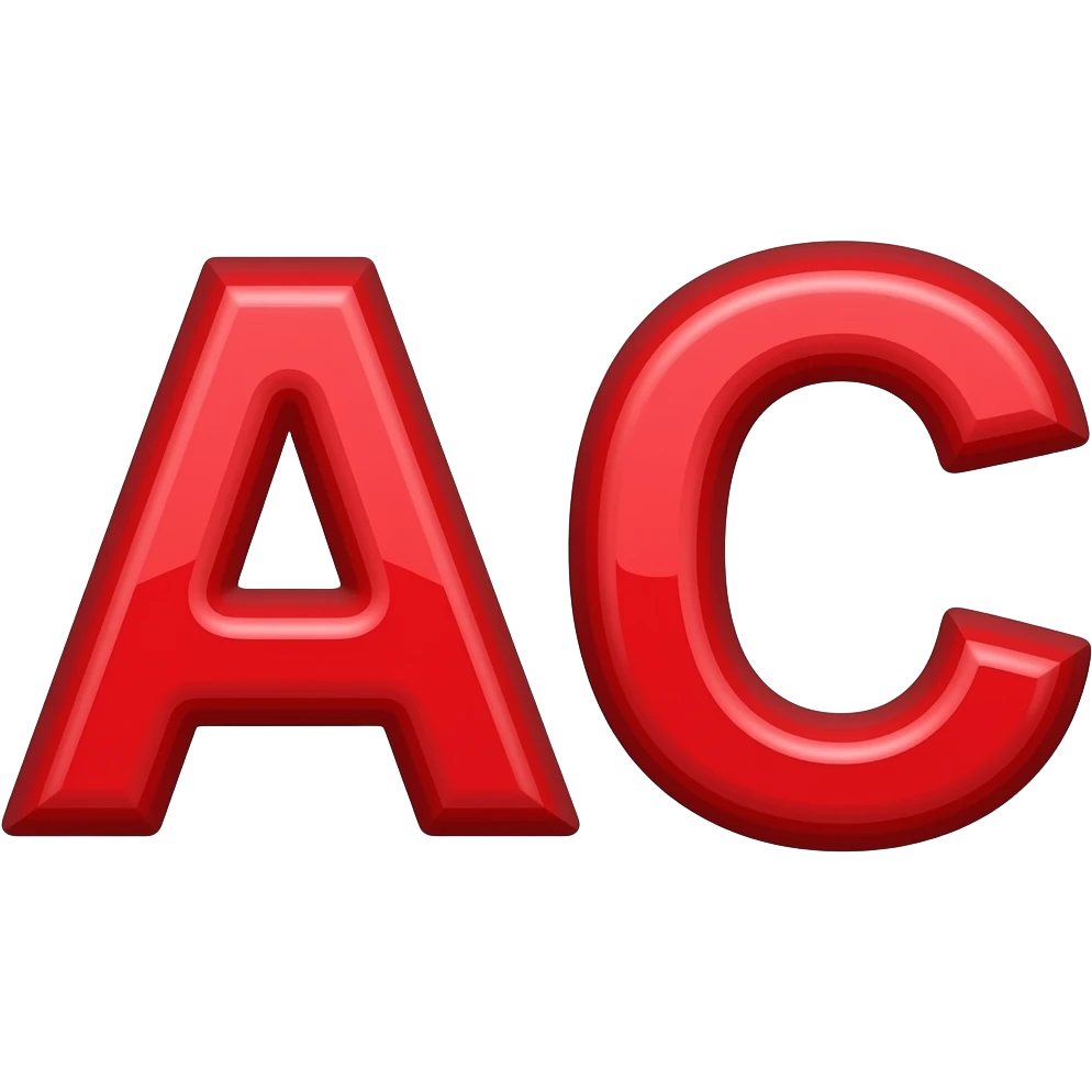💯 this emoji, but instead of 100 it should have the letters AC in the same red color and font style. WITH underlines the two underlines, font is rounded like comic sans emoji