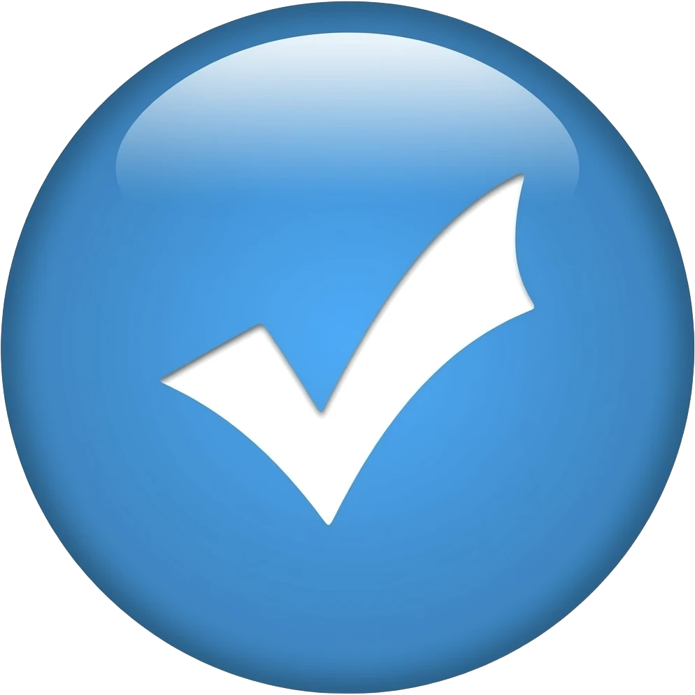 Verified badge blue for pages without writing verified just a blue circle and a white check mark inside emoji