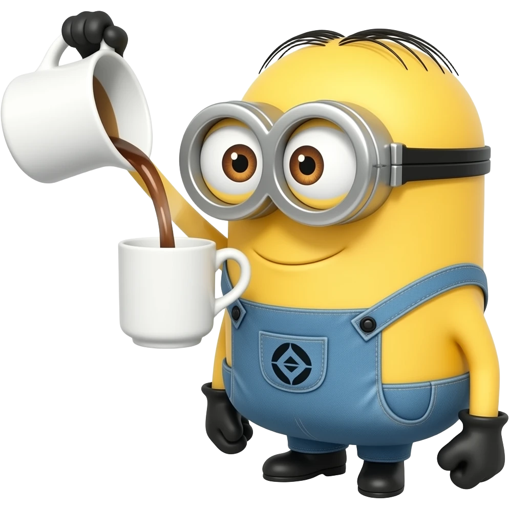 minion pouring coffee on his face emoji