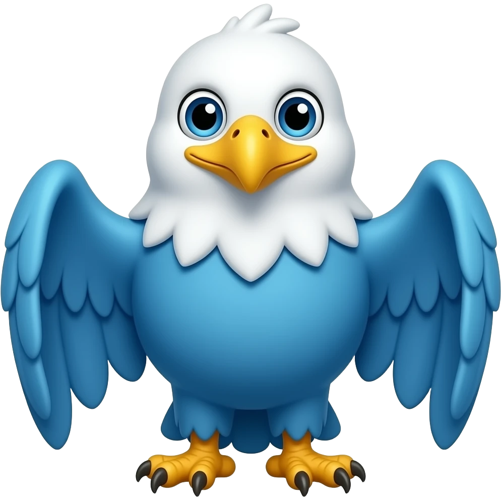 blue color eagle mascot cute emoji